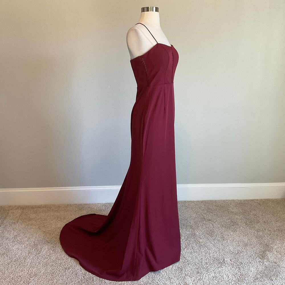 Jarlo Sleeveless Cutout A-Line Long Evening Gown Burgundy Red Size 8 Dress - Picture 4 of 9